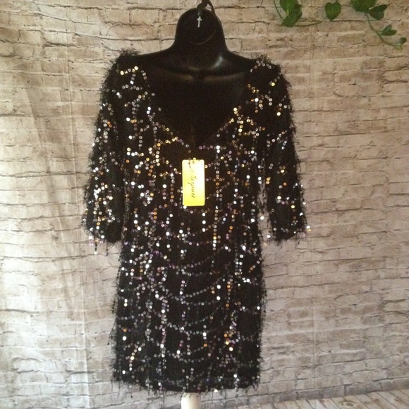 NYE Black & Silver Fringed Sequin dress - Picture 7 of 7
